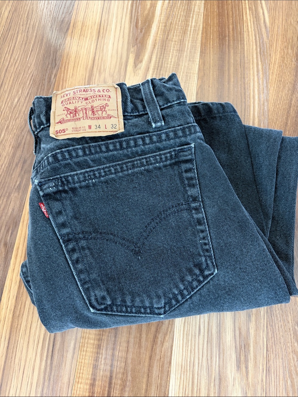 Vintage 1995 Levi's Black 505 Straight Jeans USA Made